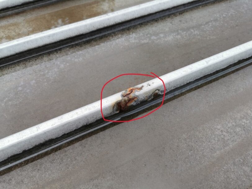 Rusty roof sheet causing roof leak
